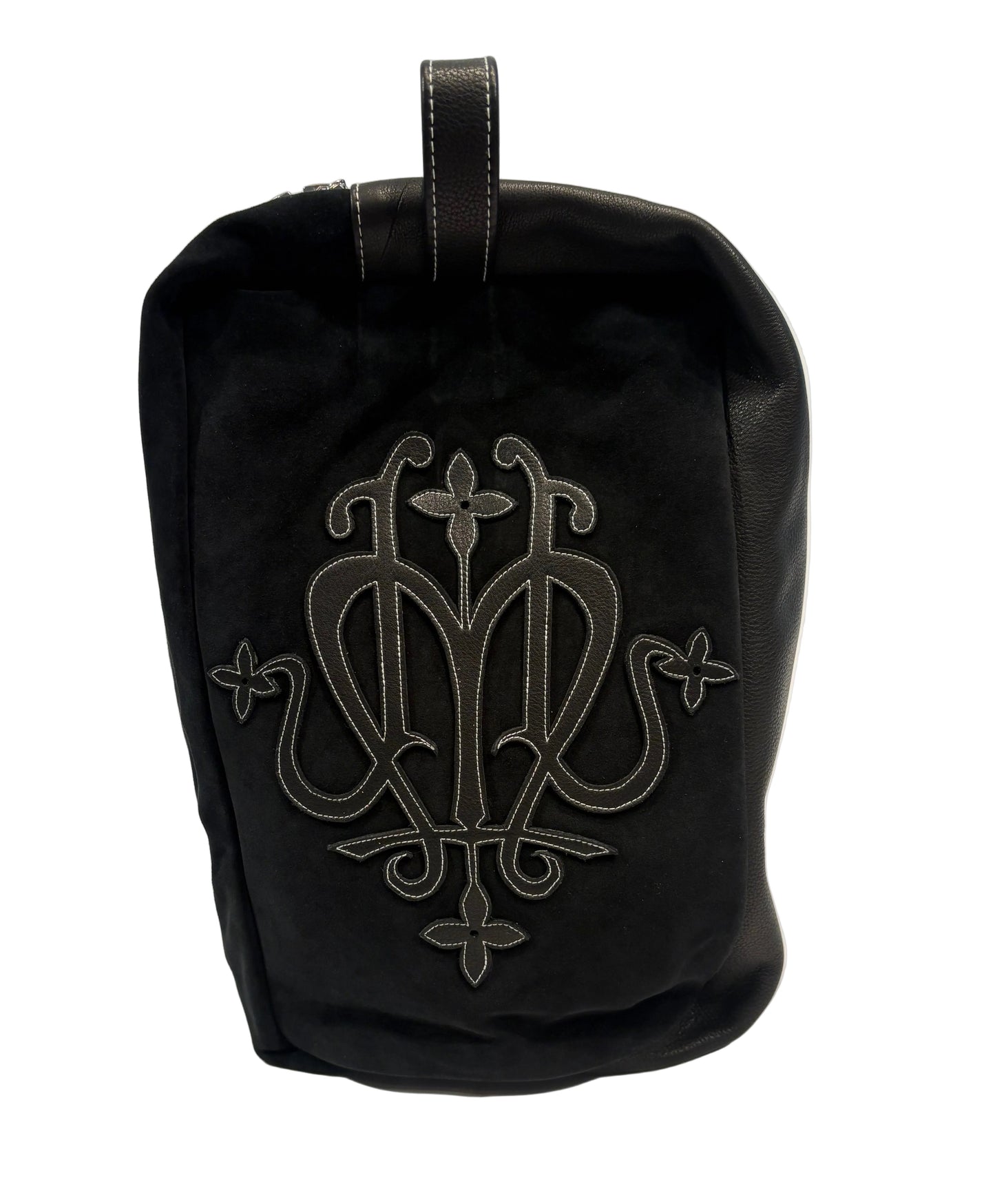 BLACK SUEDE AND LEATHER DAILY BAG