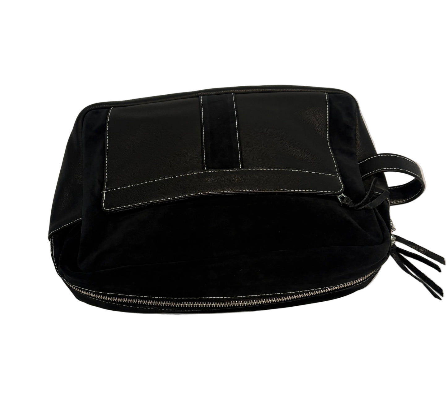 BLACK SUEDE AND LEATHER DAILY BAG
